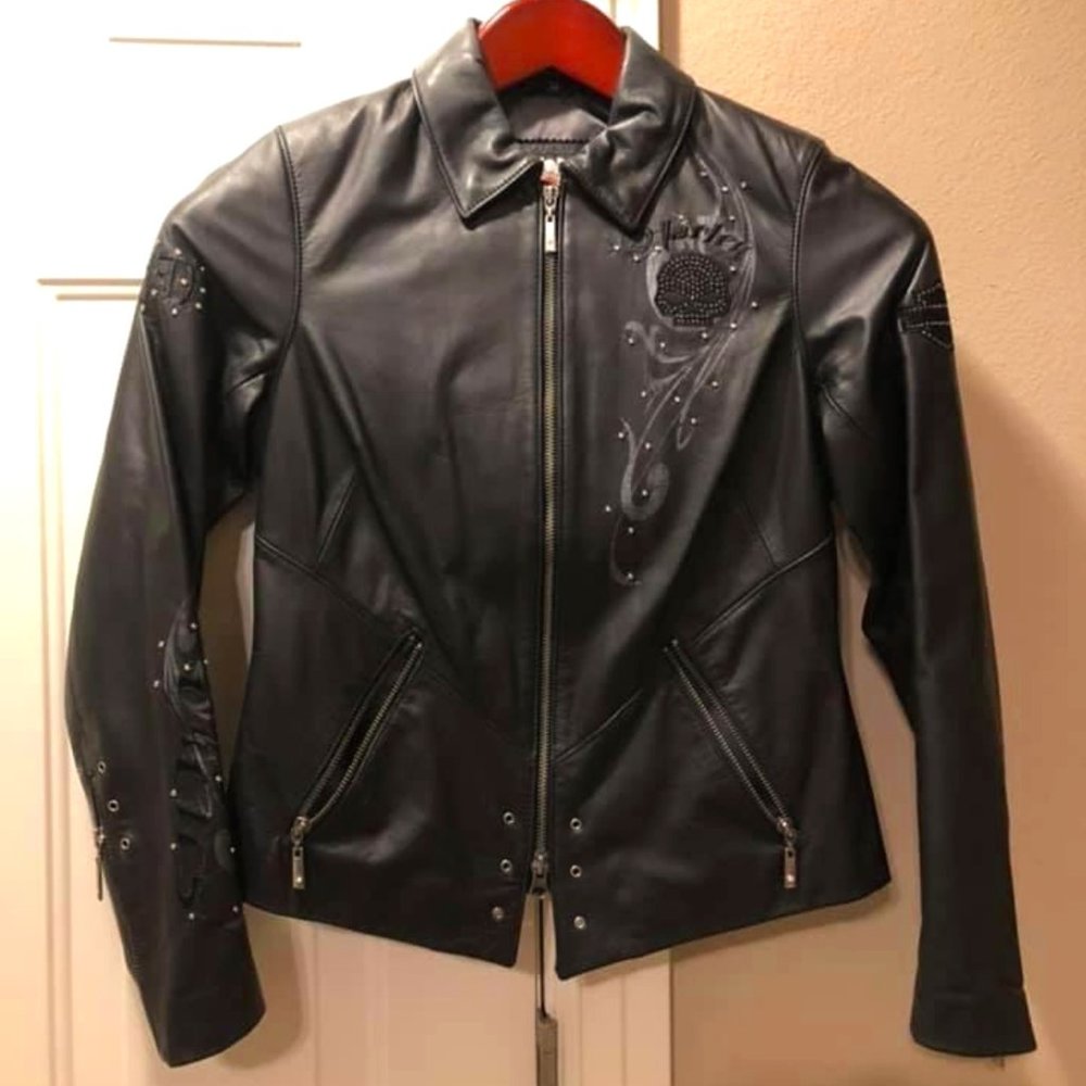 Harley Davidson Special Edition Wicked Willie Skull Leather Jacket Women's